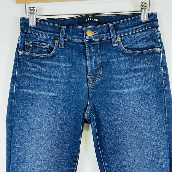 J Brand Dark Vintage Blue Wash Skinny Leg Midrise 8.5" Denim Jeans Womens 26 - Picture 2 of 6